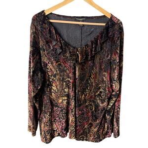 Susan Lawrence Woman Blouse Size 3X Burnout Velvet Whimsygoth Dark Romantic
